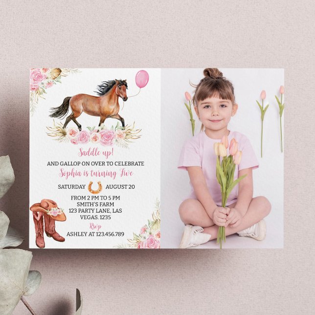 Horse Birthday Photo Invitation Cowgirl (Creator Uploaded)