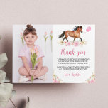 Horse Birthday Photo Thank You Card<br><div class="desc">Our Horse Thank You Cards are the perfect way to show gratitude and appreciation to your guests for celebrating with you. The design features a festive and colourful layout with space for a personalised message or a "thank you" note. They are perfect for sending out after the party to express...</div>