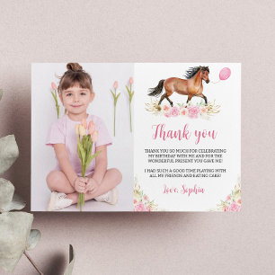 Horse Birthday Photo Thank You Card