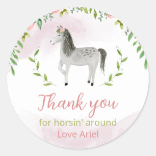 Horse Birthday sticker, Cowgirl Birthday Party Classic Round Sticker