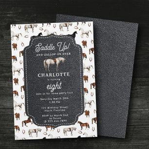 Horse Birthday Theme Cowgirl Cowboy Invitation