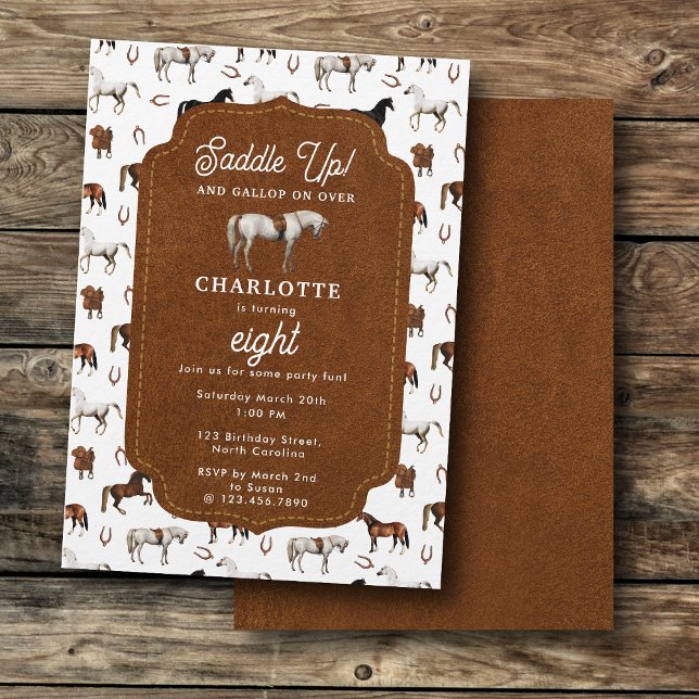 Horse Birthday Theme Cowgirl Cowboy Invitation (Horse Birthday Theme Cowgirl Cowboy Invitation)