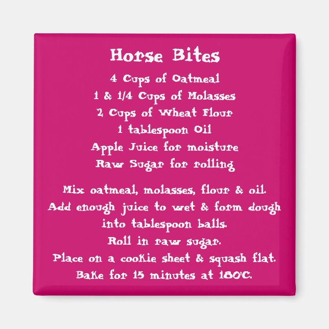 Horse Bites Recipe Magnet colour (Front)