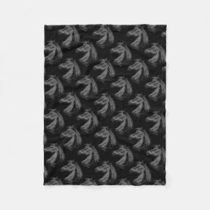 Horse:  Black Fleece Blanket