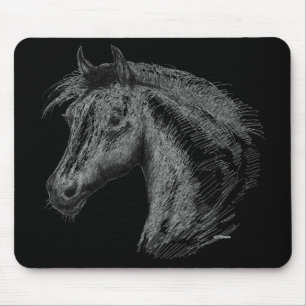 Horse: Black Mouse Mat