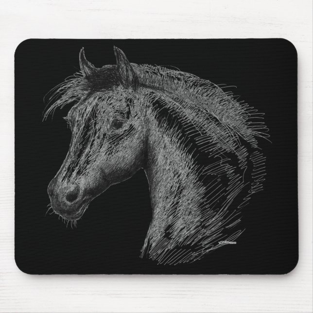 Horse:  Black Mouse Mat (Front)