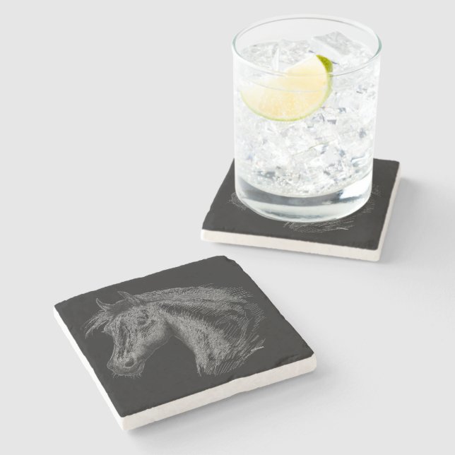 Horse:  Black Stone Coaster (Side)