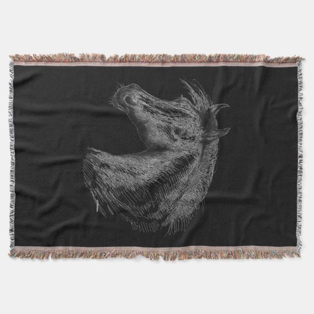 Horse:  Black Throw Blanket (Front)