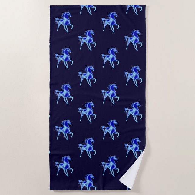 Horse Blue Beach Towel - Choose Colours (Front)