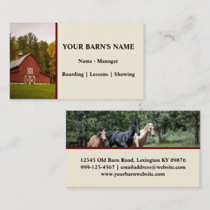 Horse Boarding Barn - Equestrian Business Card