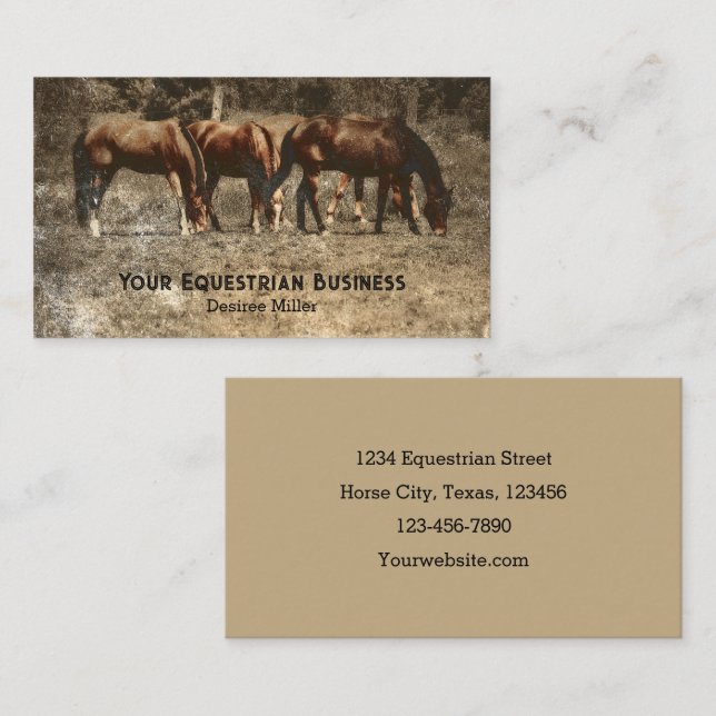 Horse Boarding Country Farm Business Card (Front/Back)