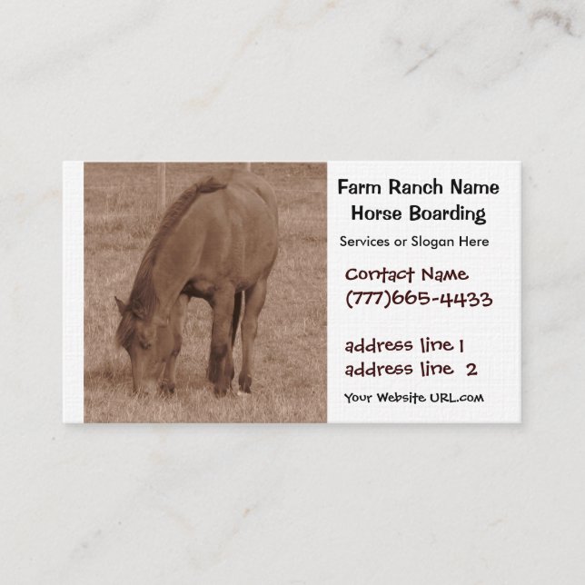 Horse  Boarding or Stables Business Card (Front)