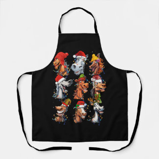 Horse Breeds Lover Merry Christmas Xmas Horseback  Apron
