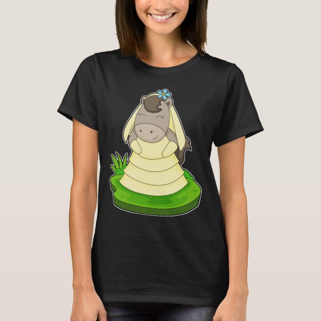 Horse Bride Flower Wedding T-Shirt (Front)