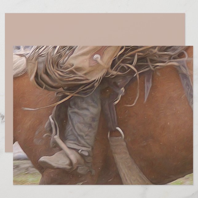 Horse Brown Western Rodeo Cowboy (Front/Back)