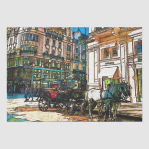 Horse & Buggy Carriage Downtown Decoupage Tissue Paper