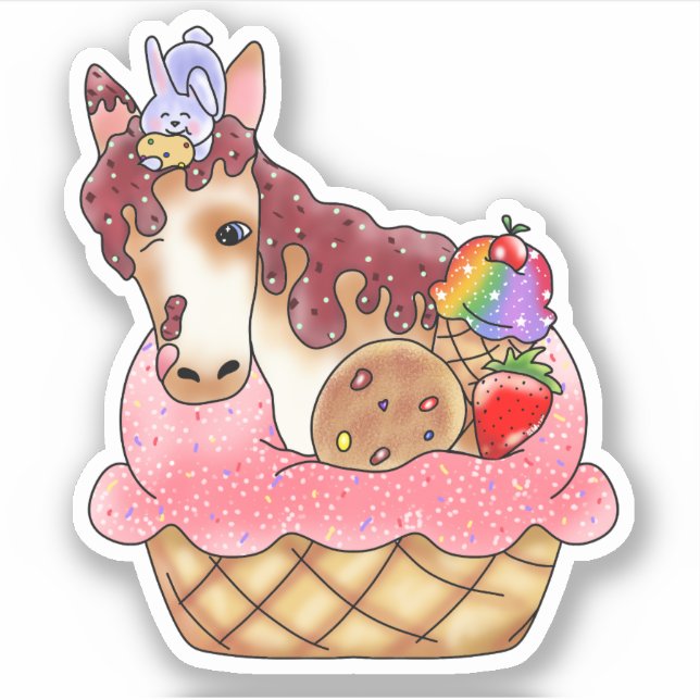Horse & Bunny Cupcake Dessert | (Front)