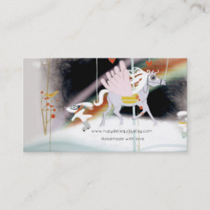 Horse bunny snow pegasus vintage business card