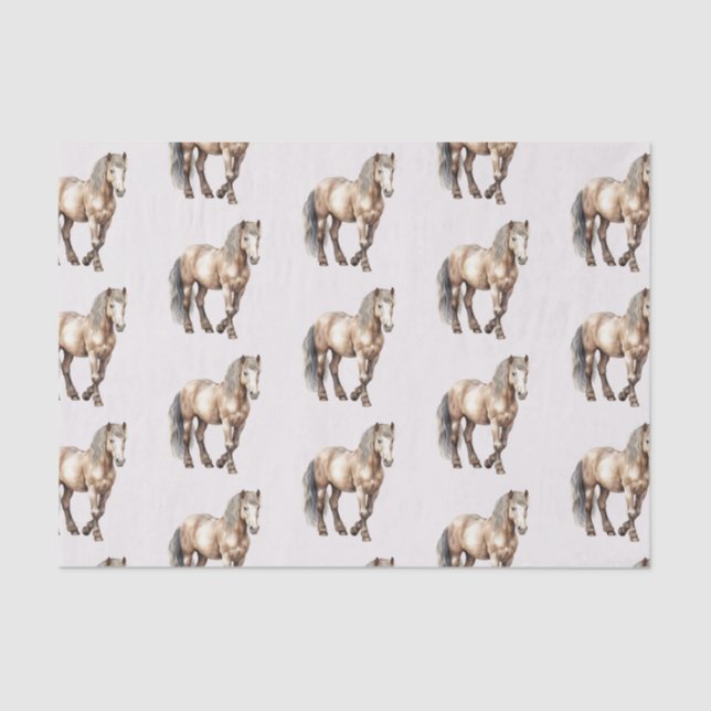 Horse Burgundy Cream Birthday Tissue Paper (Front)