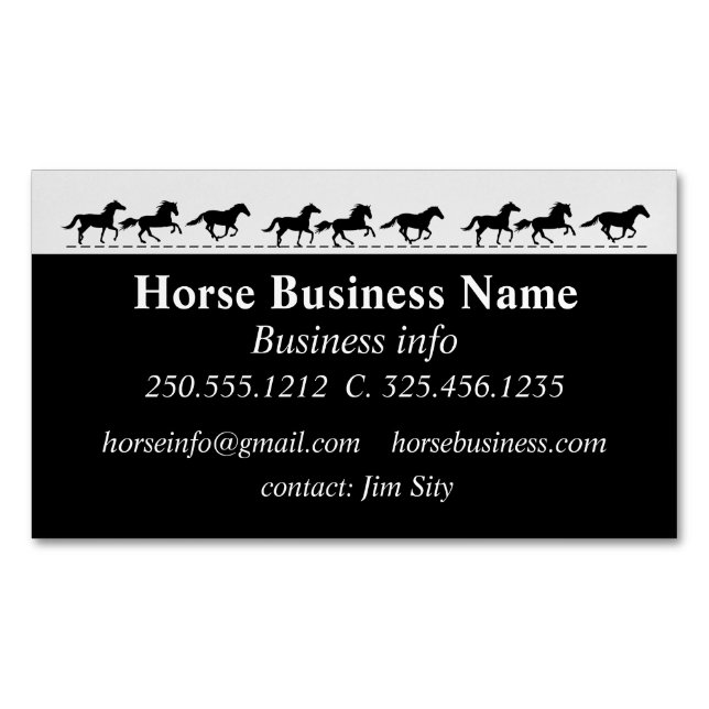 Horse Business Boarding Stables Riding Lessons  Bu Magnetic Business Card (Front)