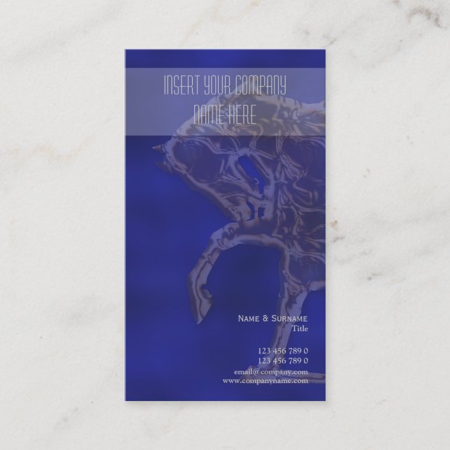 Horse business marketing blue silver gold business card (Front)