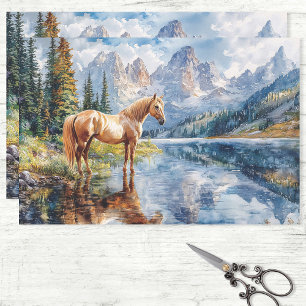 Horse by the Lake Scenic Decoupage Tissue Paper