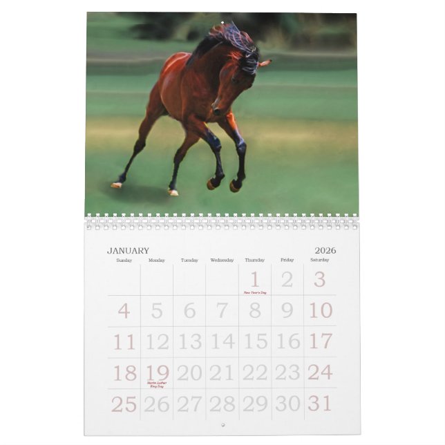 Horse Calendar (Jan 2026)