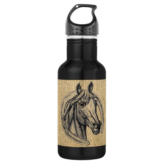 Horse Cameo on Burlap 532 Ml Water Bottle (Front)