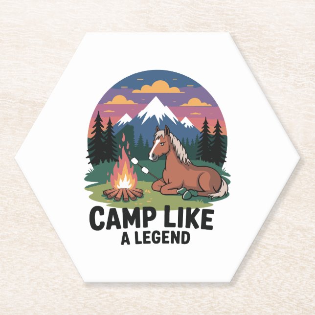 Horse Camp Like a Legend Camping Paper Coaster (Front)
