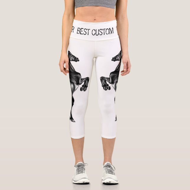 Horse Capri Leggings with Custom Text (Front)