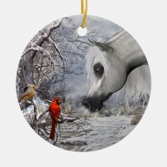Horse & Cardinal Ornament - Add Your Special Touch (Front)