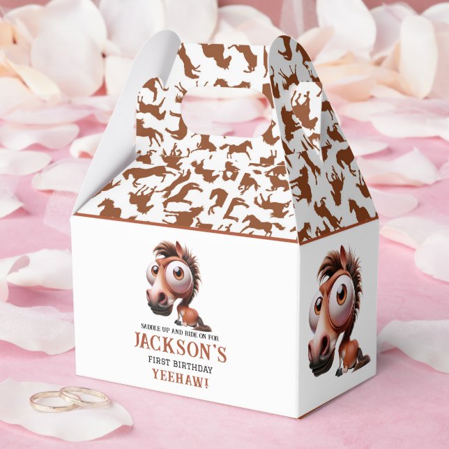 Horse Caricatures 1st Birthday Party Favour Box (Wedding)