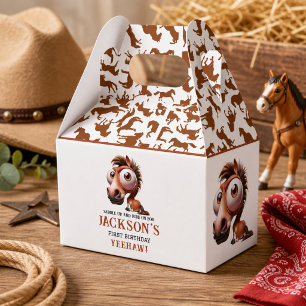 Horse Caricatures 1st Birthday Party Favour Box
