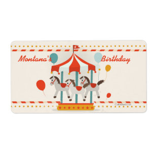 Horse Carousel Mailing Sticker for Water Bottles