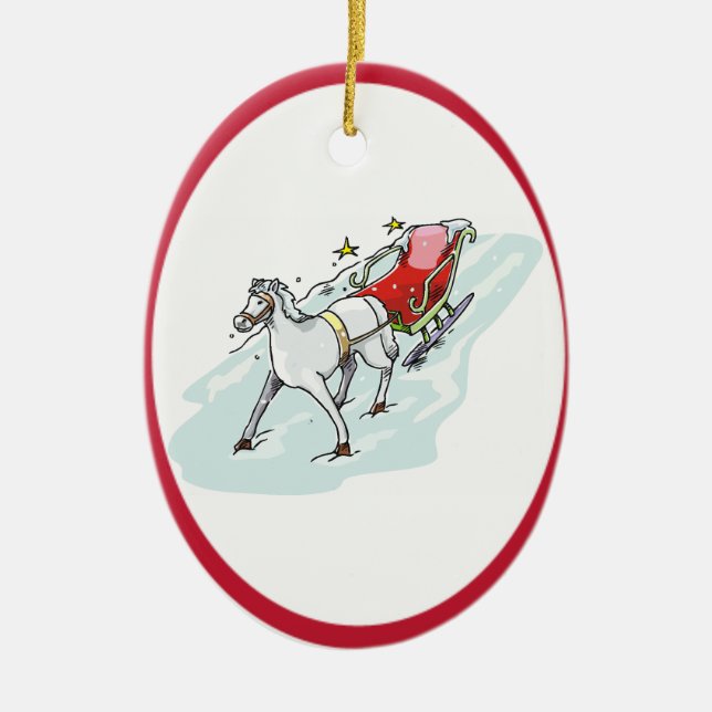 Horse & Carriage - Ceramic Tree Decoration (Front)