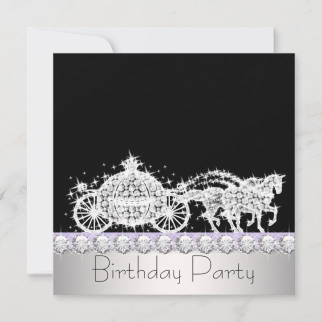 Horse Carriage Lavender Princess Birthday Party Invitation (Front)