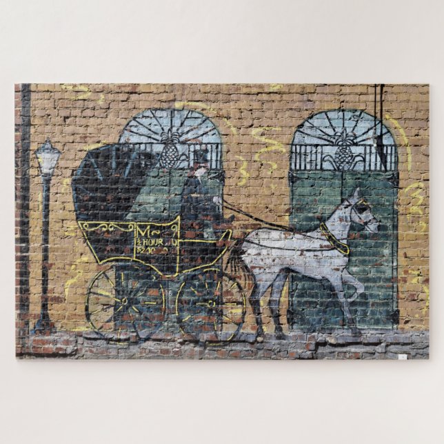 Horse Carriage Mural Downtown Nashville Tennessee Jigsaw Puzzle (Horizontal)