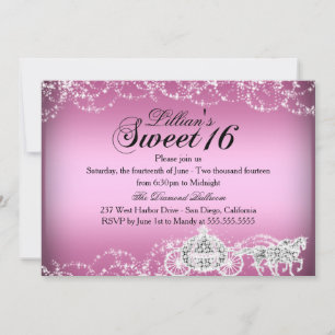 Horse & Carriage Princess Theme Sweet 16 Invite