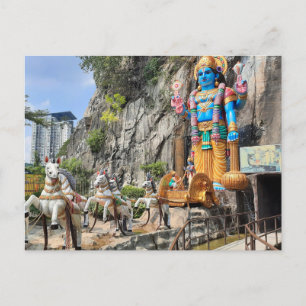 Horse Carriage with Hindu statue at Ramayana Cave Postcard