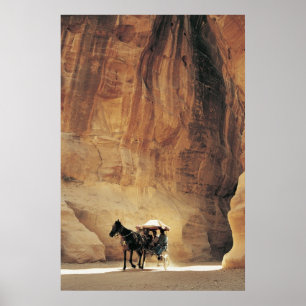 Horse Cart in Narrow Gorge (Siq), Petra, Jordan Poster