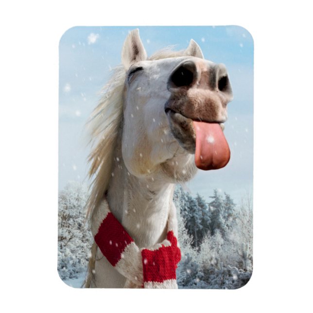 Horse Catching Snowflakes Magnet (Vertical)