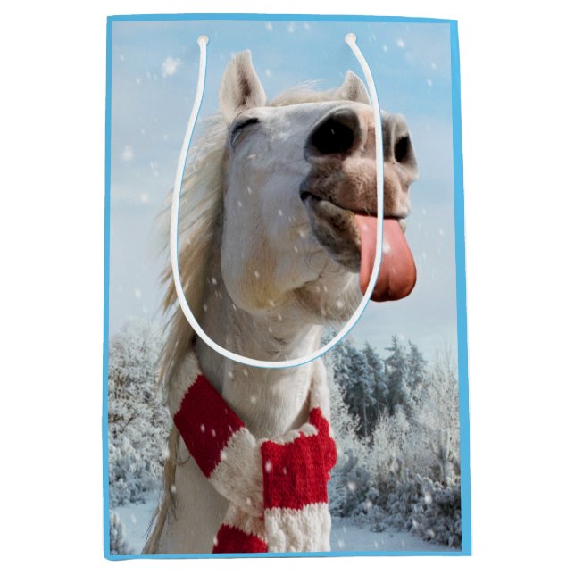 Horse Catching Snowflakes Medium Gift Bag (Front)