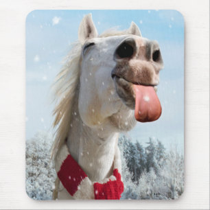 Horse Catching Snowflakes Mouse Mat