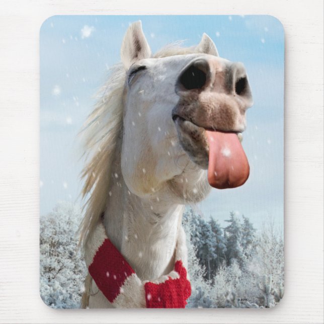 Horse Catching Snowflakes Mouse Mat (Front)