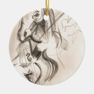 Horse Cello Drawing Design Ceramic Tree Decoration