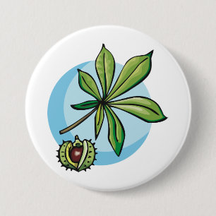 Horse Chestnut Leaf and Conker 7.5 Cm Round Badge