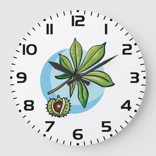 Horse Chestnut Leaf and Conker Large Clock (Front)
