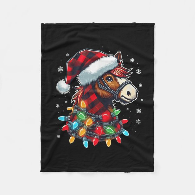 Horse Christmas Horses Horseback Riding Xmas Horse Fleece Blanket (Front)