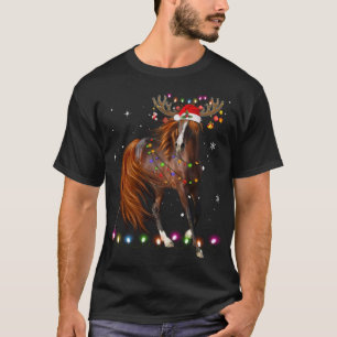 Horse Christmas Reindeer Lights Funny Horse Xmas G T-Shirt