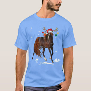 Horse Christmas Reindeer Lights Funny Horse Xmas T-Shirt